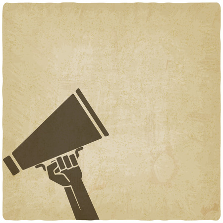 hand with megaphone symbol old backgroundのイラスト素材