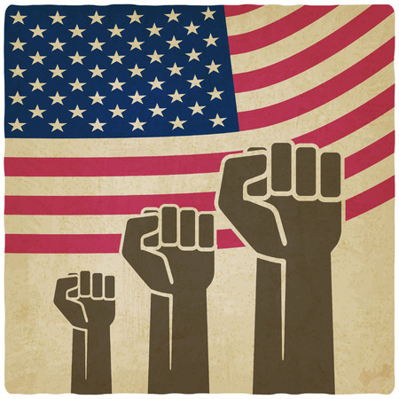 fist independence symbol American flag old backgroundのイラスト素材