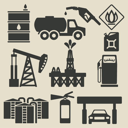 oil production industry icons setのイラスト素材