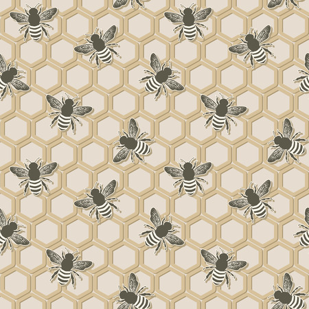bee seamless patternのイラスト素材