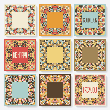 set of cards with kaleidoscope pattern. vector illustration - eps 8のイラスト素材