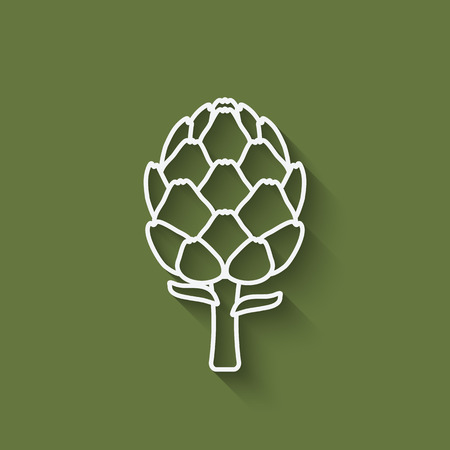 artichoke symbol on green background - vector illustration. のイラスト素材