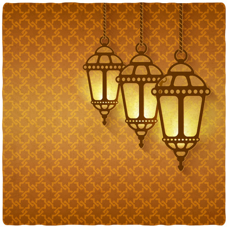 ramadan kareem golden background with shining lanterns - vector illustration. eps 10のイラスト素材