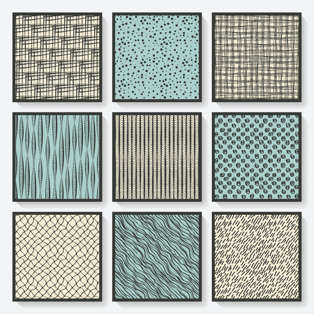 set of cards with hand-drawn pattern - vector illustration. eps 8のイラスト素材