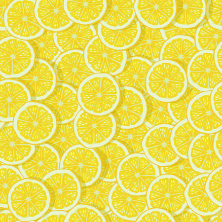 bright lemon slices seamless pattern. vector illustrationのイラスト素材