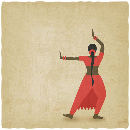 Indian dancer old background. dance club symbol. vector illustrationのイラスト素材