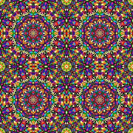 bright geometric seamless kaleidoscope pattern. vector illustrationのイラスト素材