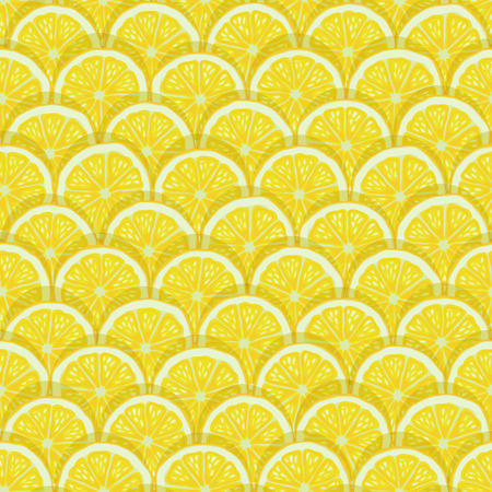 yellow lemon slices seamless pattern. vector illustration のイラスト素材