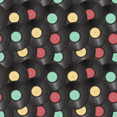 vinyl records seamless background. vector illustration のイラスト素材