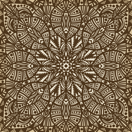 mandala. brown circular pattern background. vector illustrationのイラスト素材
