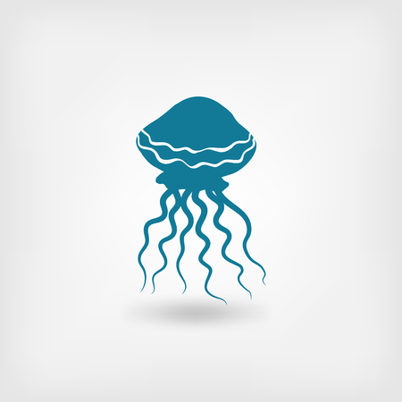 blue jellyfish  symbol. vector illustration のイラスト素材
