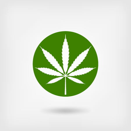 marijuana leaf in green circle. のイラスト素材