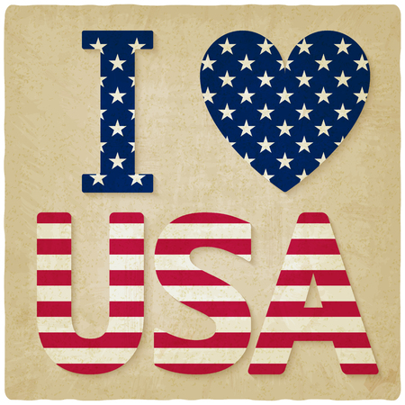 I love USA illustration old background. vector illustration  のイラスト素材