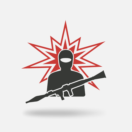 terrorist with grenade launcher. vector illustration - eps 10のイラスト素材