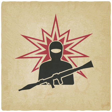 terrorist with grenade launcher. vector illustration  のイラスト素材