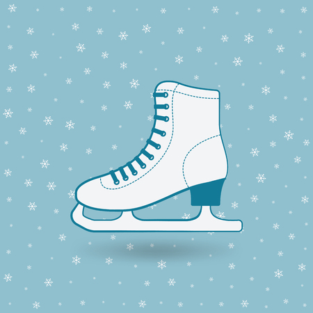 figured skate on blue background with snowflakes. vector illustration のイラスト素材