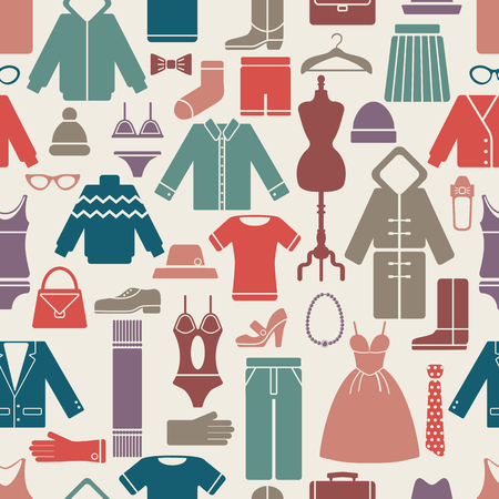 clothes set seamless pattern. vector illustration eps8 with clipping maskのイラスト素材