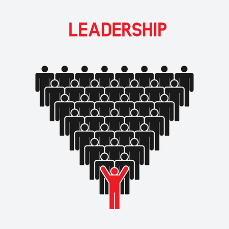 Leadership and teamwork concept. one man with raised hands - vector illustration. eps 8のイラスト素材