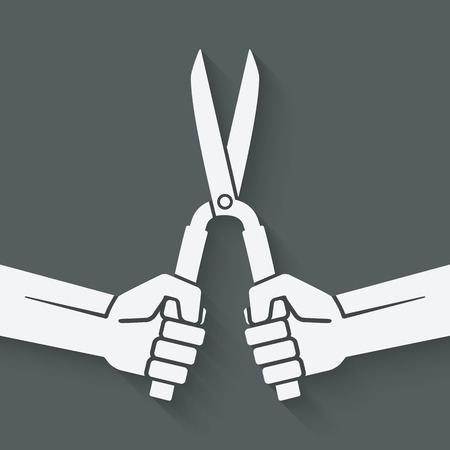 worker hands with shearsのイラスト素材