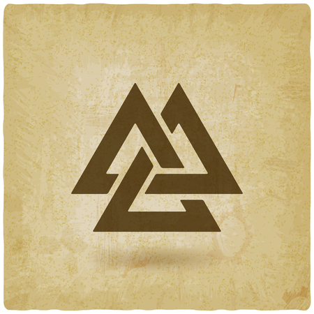 valknut symbol. interlocked triangles old background.のイラスト素材