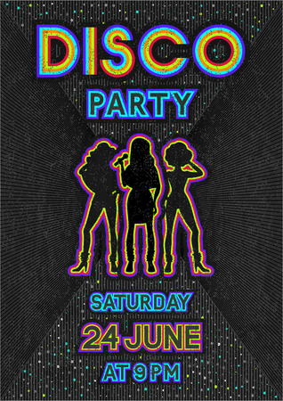 disco poster in a retro 80s style. vector illustration - eps 10のイラスト素材
