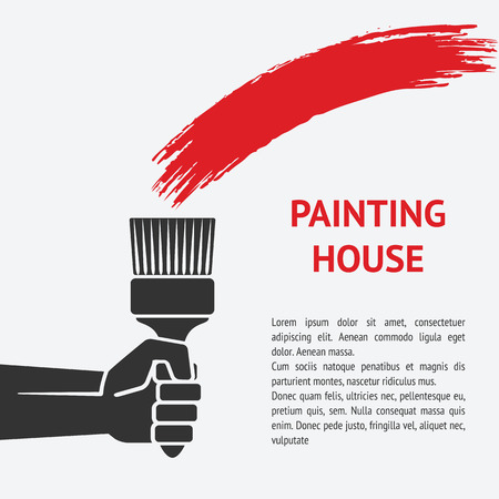 hand with brush. painting house concept. vector illustration - eps 8のイラスト素材