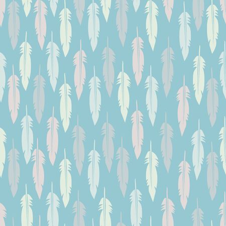 Feathers seamless pattern pastel colors. vector illustrationのイラスト素材