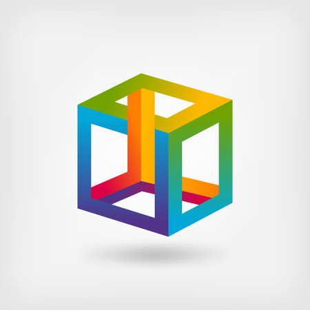 Impossible cube multicolor abstract symbol. vector illustrationのイラスト素材