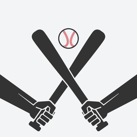hands with baseball bats and ball. vector illustration - eps 8のイラスト素材