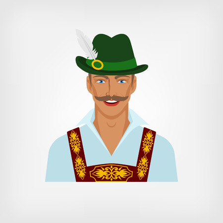 Man in traditional Bavarian national costume. illustrationのイラスト素材