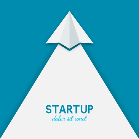 startup concept. paper airplane on blue background. vector illustration - eps 10のイラスト素材