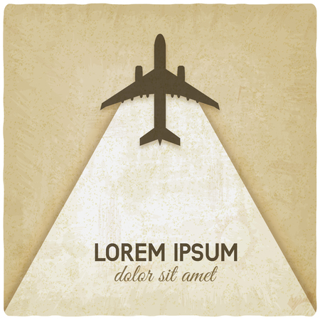 Flying plane on vintage background.のイラスト素材