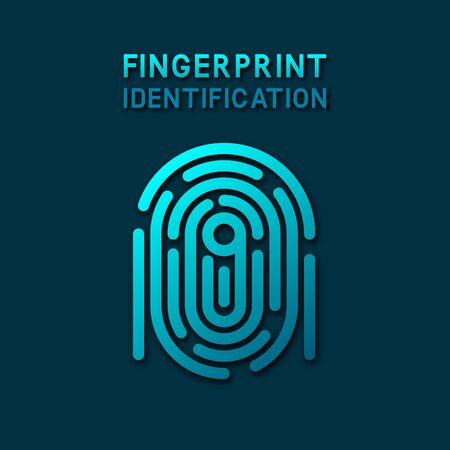 blue fingerprint identification symbolのイラスト素材
