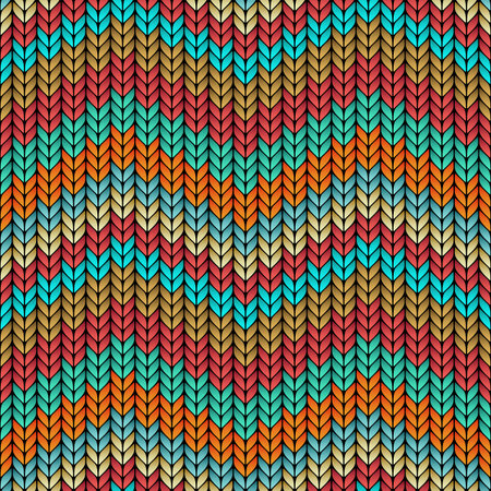 multicolor zigzag knitted seamless pattern. vector illustrationのイラスト素材