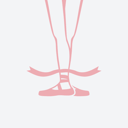 ballerina feet in pointe shoes. third ballet position. vector illustration - eps 8のイラスト素材