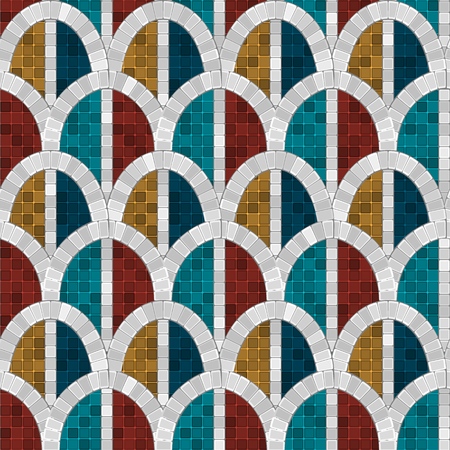 white arch mosaic seamless pattern in antique roman style. vector illustration - eps 10のイラスト素材