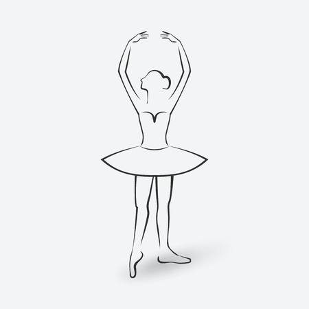 ballerina sketch. dancing studio symbol.のイラスト素材
