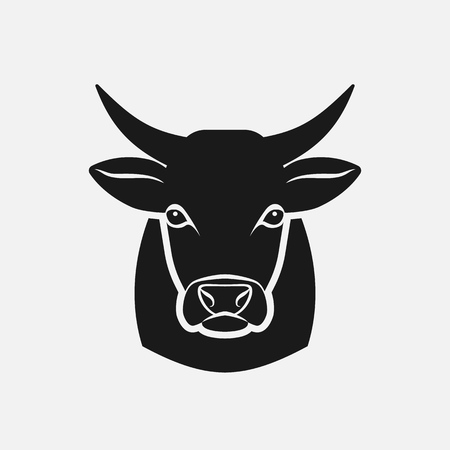 Cow head silhouette. Farm animal icon. vector illustrationのイラスト素材