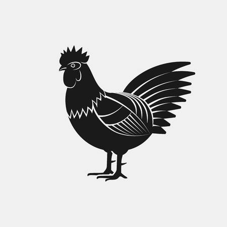 Rooster silhouette. Farm animal icon. vector illustrationのイラスト素材
