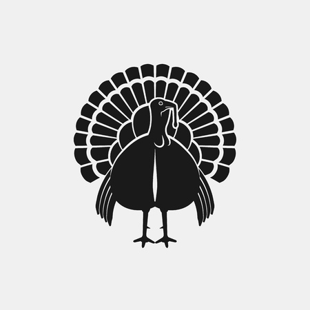 Turkey male silhouette front view. Farm animal icon. vector illustrationのイラスト素材