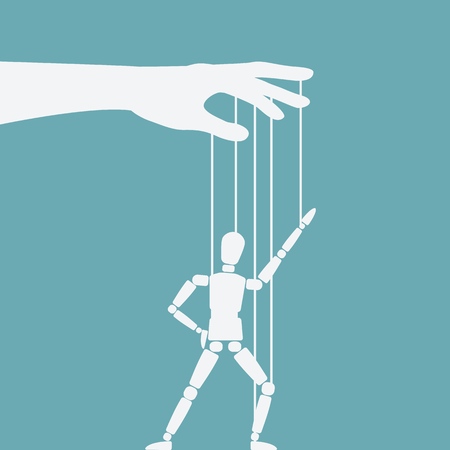 hand with dancing puppet. vector illustrationのイラスト素材