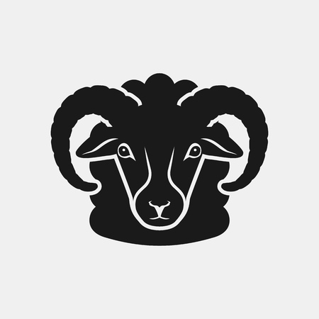 sheep head black silhouette. Farm animal icon. vector illustrationのイラスト素材