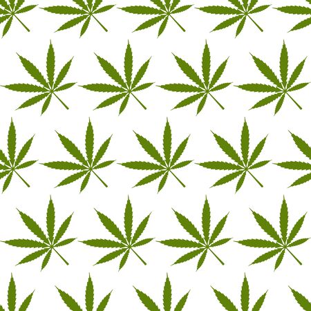 Marijuana leaves geometric seamless pattern on white background. Vector illustrationのイラスト素材