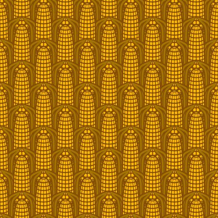 Seamless pattern with golden ears of corn. vector illustrationのイラスト素材