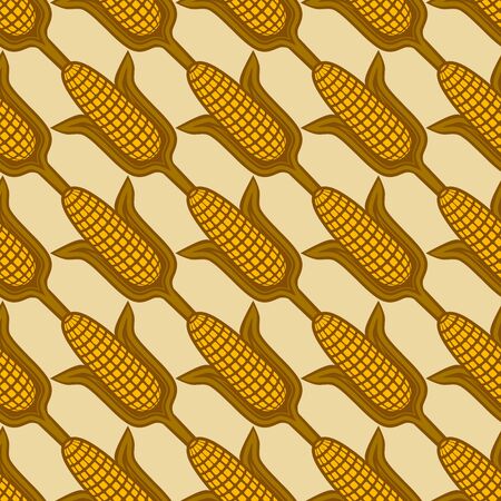 Seamless diagonal pattern with ears of corn. vector illustrationのイラスト素材
