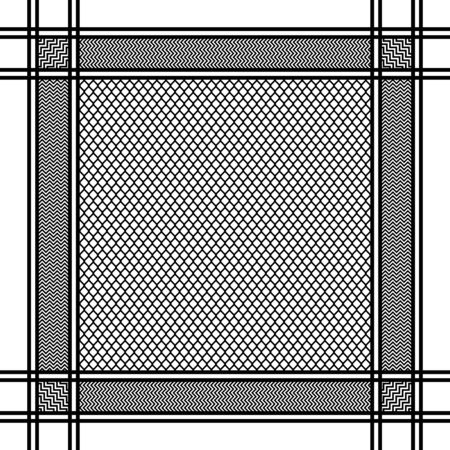 Black and white geometric headscarf pattern. Vector illustrationのイラスト素材