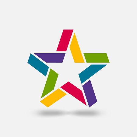 Star ribbon symbol in rainbow colors. Vector illustrationのイラスト素材