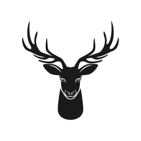 Deer head silhouette on white background. Vector illustrationのイラスト素材