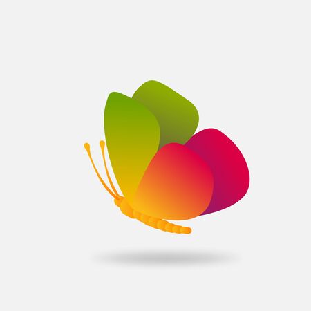 Colorful bright flying butterfly in gradient colors. Vector illustrationのイラスト素材
