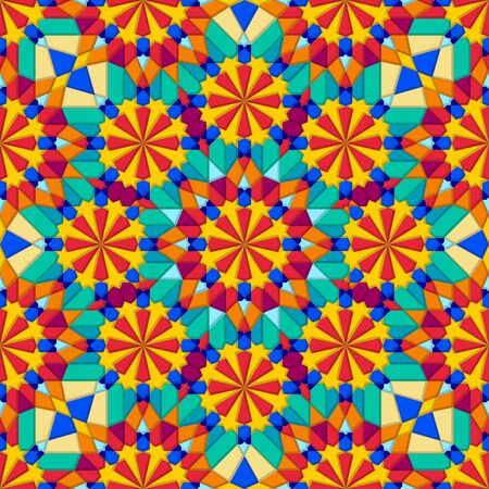 Kaleidoscope multicolor geometric seamless pattern. Vector illustrationのイラスト素材